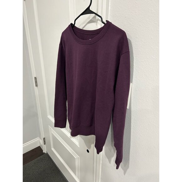 Hanes Fleece Crewneck Pullover Sweatshirt Purple Sz Large Comfort Soft Lounge - Picture 3 of 11